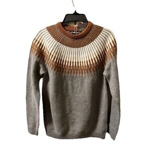 Icewear Minna Sweater M Nordic Knit Gray Merino Wool Blend NWT